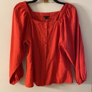 Ann Taylor Red peasant boho blouse small